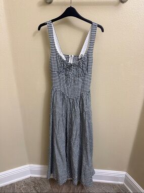 Reformation Dark Gray and White Gingham Maxi Dress
